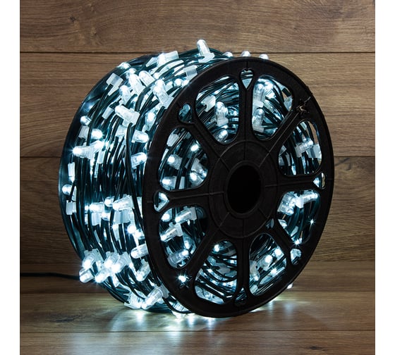 Изображение товара Гирлянда Neon-Night Клип лайт 12В, 100м, шаг 150 мм, 660 LED Белые, с трансформатором 325-125