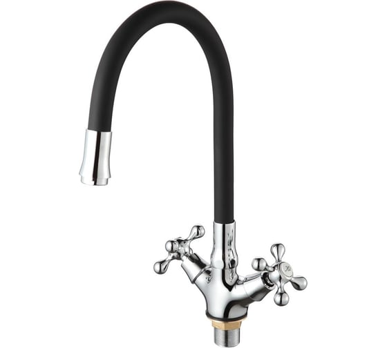 Изображение товара Смеситель для кухни D-Lin с гибким силиконовым изливом, черный D153810-1