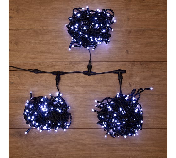 Изображение товара Гирлянда Neon-Night Клип лайт 24В, 3 нити по 20 м, свечение с динамикой, 399 LED белый 323-305