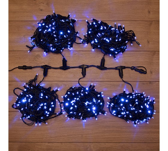 Изображение товара Гирлянда Neon-Night Клип лайт 24В, 5 нитей по 20 м, 665 LED (535 синий + 130 Flashing белый) 323-603