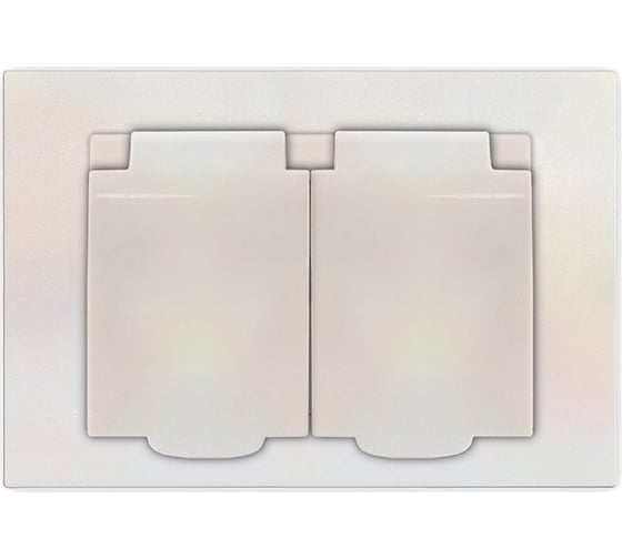 Изображение товара Двухместная розетка UNIVersal серия афина с/з с крышкой, с/у, 16а, 220в, жемчуг еврослот A0031-OBr