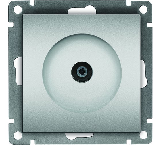 Изображение товара Телевизионная одноместная розетка UNIVersal серия афина, с/у, тупиковая, 75ом, ч/д 4-2400мгц, серебро еврослот A0027-S