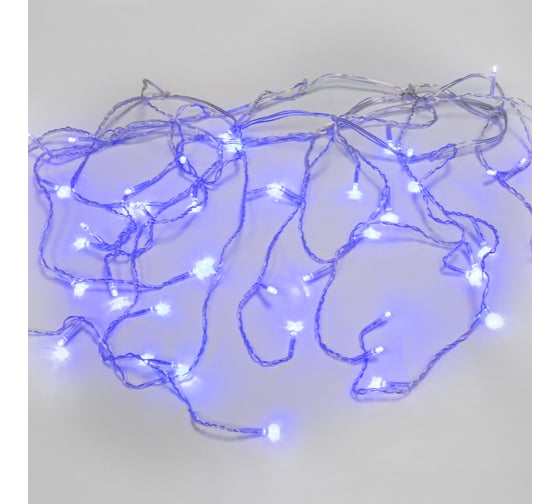Изображение товара Гирлянда Neon-Night АЙСИКЛ бахрома, 1.8х0.5м, прозрачный ПВХ, 48 LED СИНИЕ IP20 255-013