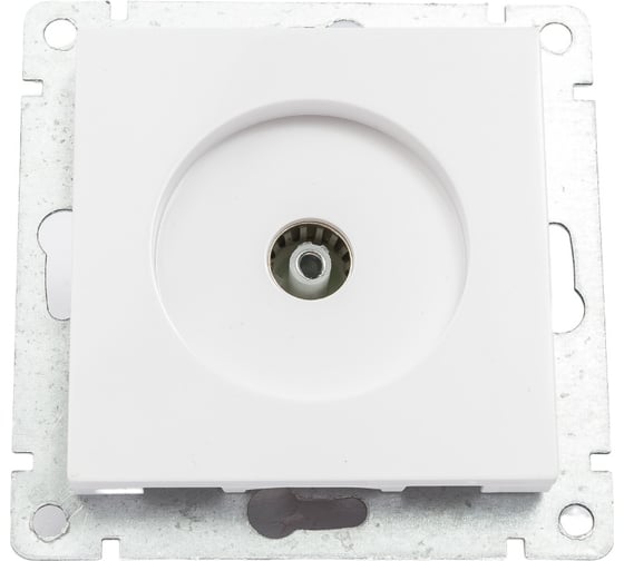 Изображение товара Телевизионная одноместная розетка UNIVersal серия афина, с/у, тупиковая, 75ом, ч/д 4-2400мгц, белая еврослот A0027