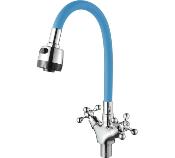Изображение товара Смеситель для кухни D-Lin с гибким силиконовым изливом, синий D153810-6T