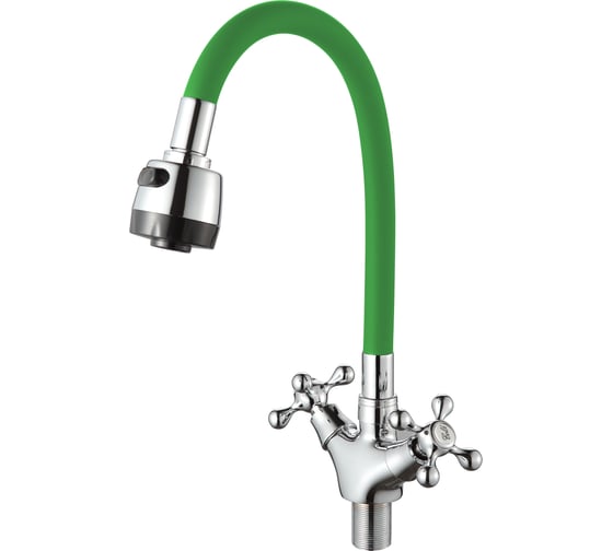 Изображение товара Смеситель для кухни D-Lin с гибким силиконовым изливом, зеленый D153810-5T