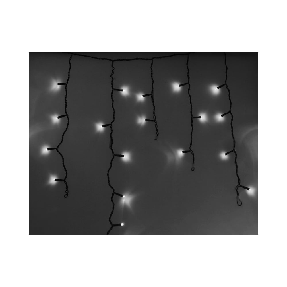 фото Гирлянда neon-night айсикл бахрома, 2.4х0.6м, черный пвх, 88 led белые 255-032