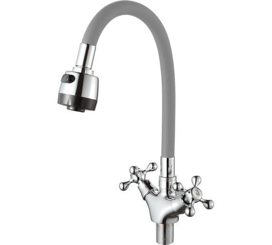 Изображение товара Смеситель для кухни D-Lin с гибким силиконовым изливом, серый D153810-2T