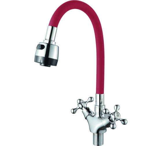 Изображение товара Смеситель для кухни D-Lin с гибким силиконовым изливом, красный D153810-4T