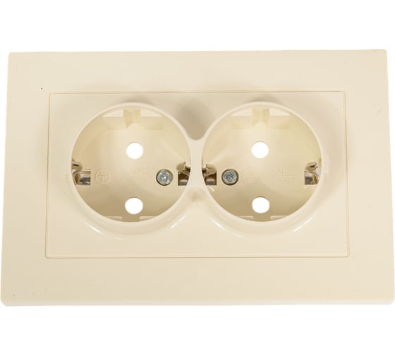 Изображение товара Двухместная розетка UNIVersal серия афина с/з, с/у, з/ш 16а, 220в, слоновая кость ivory еврослот A0050-I