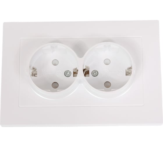 Изображение товара Двухместная розетка UNIVersal серия афина с/з, с/у, з/ш 16а, 220в, жемчуг еврослот A0050-OBr