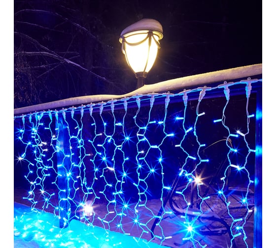 Изображение товара Гирлянда Neon-Night Занавес 2x1,5м, 300 LED синий, белый ПВХ, IP65, с эффектом мерцания, без блока питания 235-223