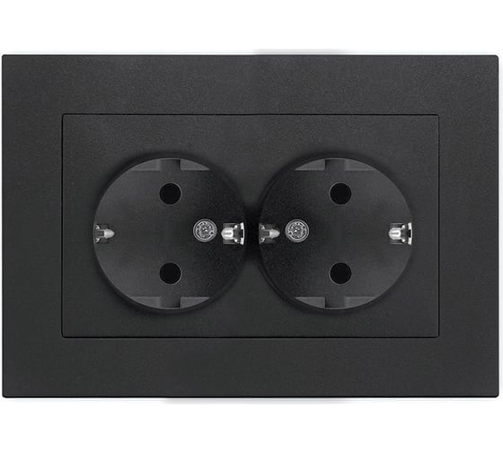Изображение товара Двухместная розетка UNIVersal серия афина с/з, с/у, 16а, 220в, графит еврослот A0128-Gr