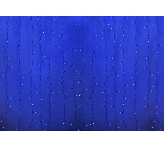 Изображение товара Гирлянда Neon-Night ДОЖДЬ занавес 2х1.5м, прозрачный ПВХ, 192 LED СИНИЕ, 12 LED/нить, 16 нитей 235-303-6