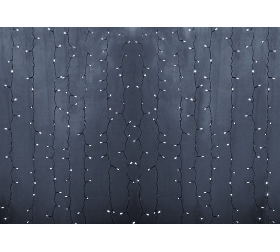 Изображение товара Гирлянда Neon-Night ДОЖДЬ занавес 2х1.5м, прозрачный ПВХ, 192 LED БЕЛЫЕ, 12 LED/нить, 16 нитей 235-305-6