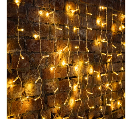 Изображение товара Гирлянда Neon-Night Занавес 2x1,5м, 192 LED теплый белый, прозрачный ПВХ, IP65, без блока питания 235-306-6