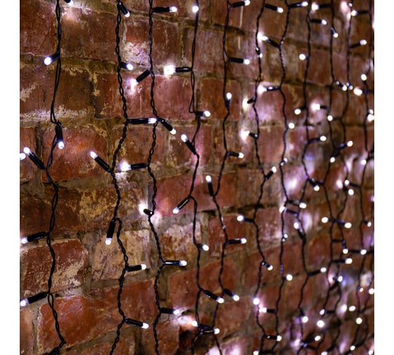 Изображение товара Гирлянда Neon-Night Занавес 2x1,5м, 300 LED белый, черный ПВХ, IP65, без блока питания 235-125