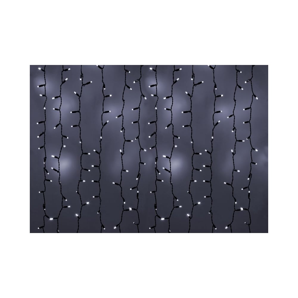 фото Гирлянда neon-night дождь занавес 2х3м, черный пвх, мерцающий flashing, 760 led белые 235-201