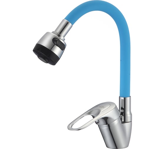 Изображение товара Смеситель для кухни D-Lin с гибким силиконовым изливом и 2-режимным аэратором, синий D150628-6T