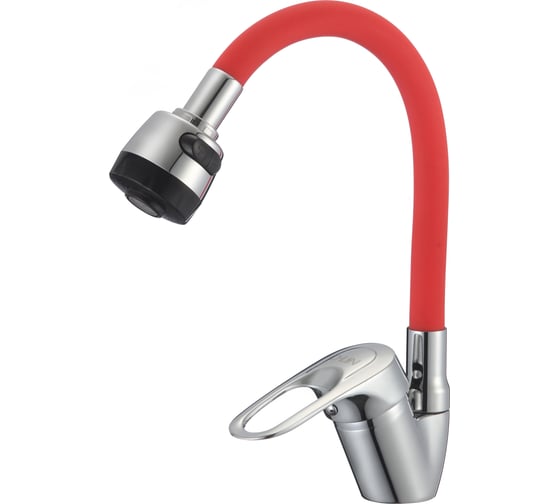 Изображение товара Смеситель для кухни D-Lin с гибким силиконовым изливом и 2-режимным аэратором, красный D150628-4T