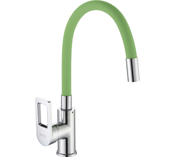 Изображение товара Смеситель для кухни D-Lin с гибким силиконовым изливом, зеленый D155308-5