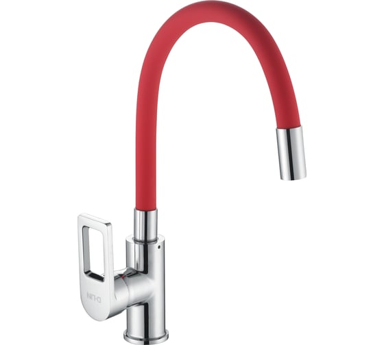 Изображение товара Смеситель для кухни D-Lin с гибким силиконовым изливом, красный D155308-4