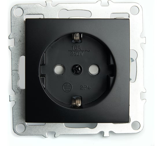 Изображение товара 1-местная розетка STEKKER c/з (механизм), PST16-9110-03, 250В, 16А с защитной шторкой, серия Эрна, черный 49154