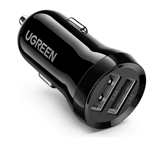 Изображение товара Автомобильное зарядное устройство Ugreen ed018 (50875) dual usb car charger с двумя разъемами usb-a, черный 50875_