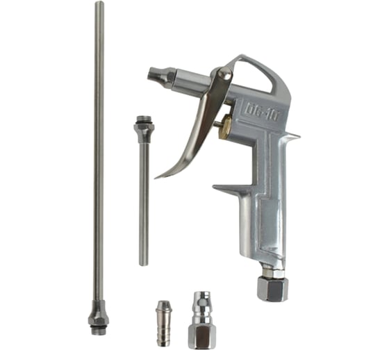 Изображение товара Продувочный пистолет TopAuto универсальный, стальной, сопла 100мм и 200мм, под шланг 6мм и быстросъём euro, до 6атм 21041