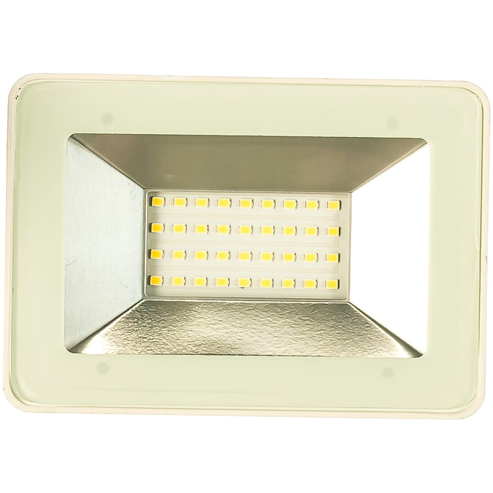 фото Светодиодный прожектор saffit sfl90-30 2835smd, 30w 6400k ac220v/50hz ip65, белый в компактном корпусе 55072