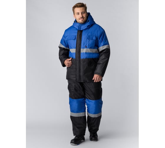 Изображение товара Зимний костюм с полукомбинезоном Мегрес-2 СОП Факел (ткань OxLine, 90) васильковый/черный; 60-62; 170-176 87468913.009