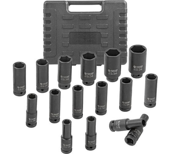 Изображение товара Набор головок ударных глубоких 16 шт, 1/2'', в кейсе Forsage F-4169-5MPB(54603)