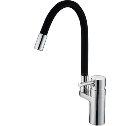 Изображение товара Смеситель для кухни D-Lin с силиконовым изливом, черный D157315-1