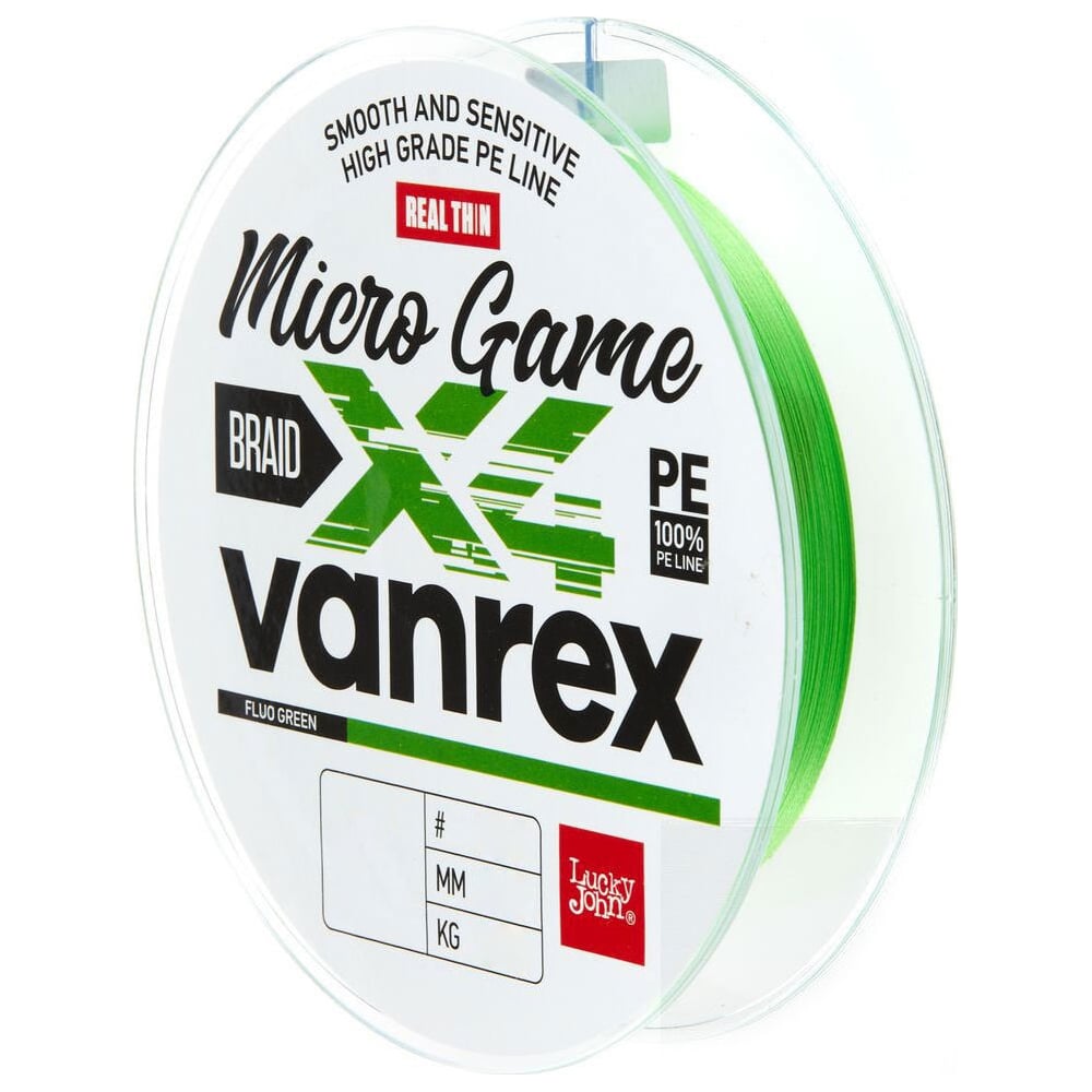 Изображение товара Плетеная леска LUCKY JOHN LJ Vanrex MICRO GAME х4 BRAID Fluo Green 125/012 LJ4115-012