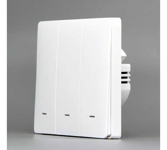 Изображение товара Умный трехклавишный выключатель LOCKTOK с Алисой белый без нуля Выключатель_3клавиш