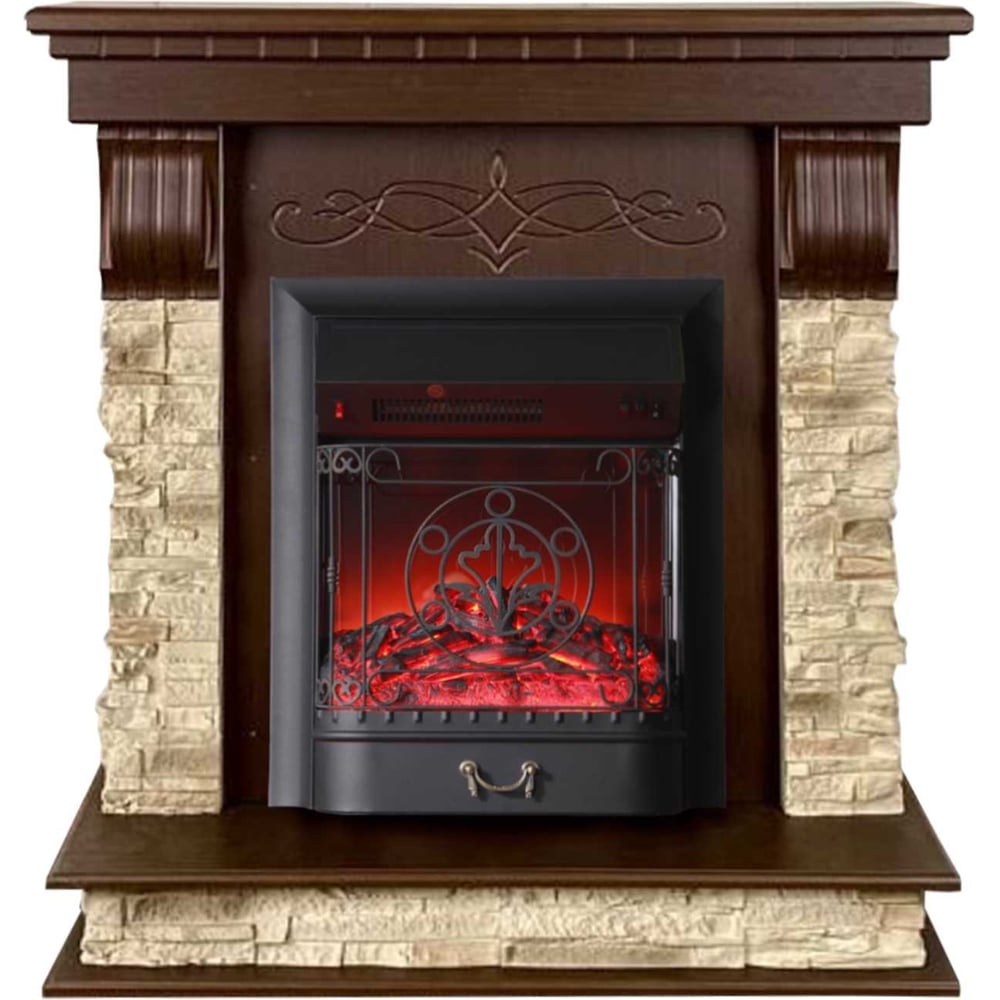 Изображение товара Каминокомплект InterFlame Барон Магия Люкс Magestic BL темный дуб Брайт с Magestic BL Темный Дуб
