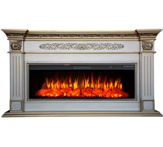 Изображение товара Каминокомплект InterFlame Елизавета Ареал50 бежевый с золотой патиной с Freespace50 беж с ЗП