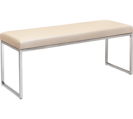 Изображение товара Банкетка GreenWeen ALBA, каркас н/ж сталь, сидение экокожа цвет Light Beige, 1100x400x450 GW-ALBA-NER-LEA-110-LB