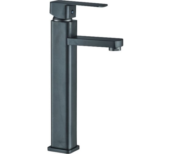 Изображение товара Смеситель для накладной раковины Rainsberg титан матовый, однорычажный, фиксированный излив, монтаж на одно отверстие, на гайке, гибкая подводка, присоединительный размер 1/2" R1001YF-1