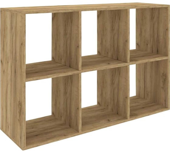 Изображение товара Стеллаж MIXLINE 1072x720x250, ЛДСП, табачный дуб, 6 ячеек, крепеж 551678