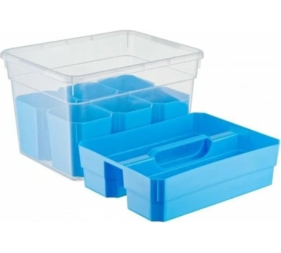 Изображение товара Ящик-органайзер FunBox Standart 5 л с ручкой 6 вставок органайзер S + лоток органайзер S 00000047010