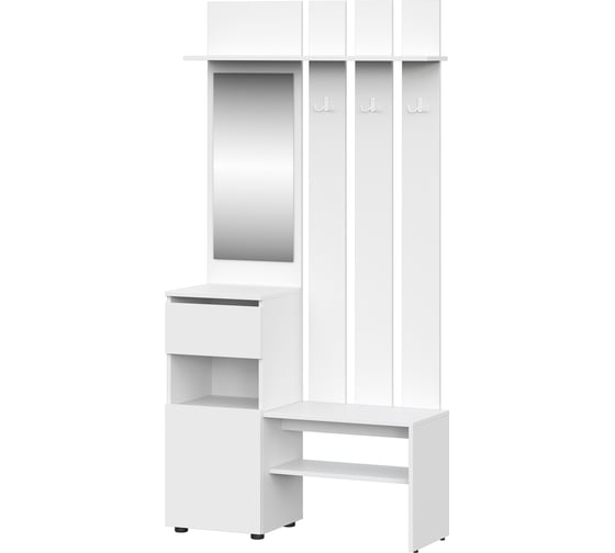 Изображение товара Вешалка SV токио с зеркалом, белая 101677