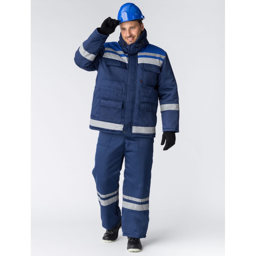 Зимний костюм Факел костюм 802 п комбенизон куртка хлопок полиэфир р 52 54 170 176 тёмно синий василёк