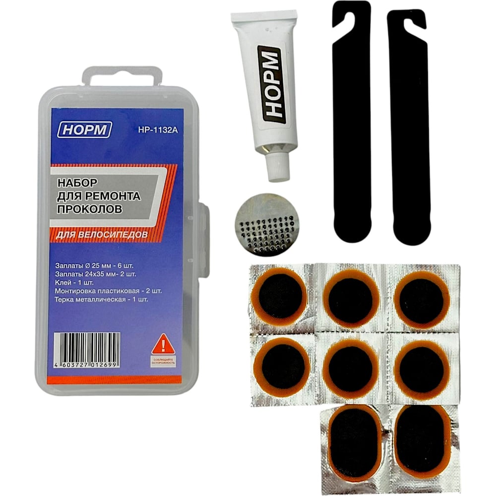 Изображение товара Набор для ремонта велосипедных проколов NORM 12 предметов HP-1132А