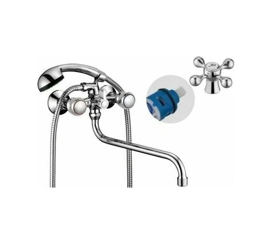 Изображение товара Смеситель для ванны и душа D-Lin с длинным изливом 300 мм, хром D146810