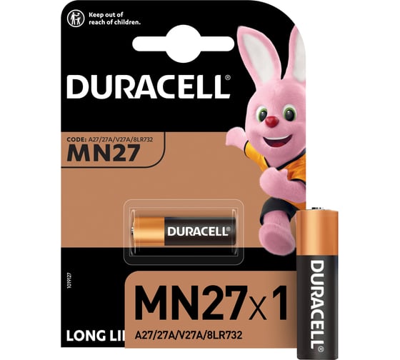 Изображение товара Батарейка щелочная Duracell Specialty MN27 12V A27/27A/V27A/8LR732 1 шт. блистер A0000027 RPL00595