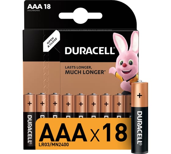 Изображение товара Батарейки Duracell, щелочные размера AAA, 18шт Б0014449