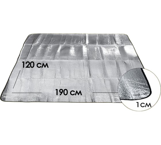 Изображение товара Туристический складной коврик для пикника Бацькина баня двухместный, фольгированный, пляжный 81300-ВИ