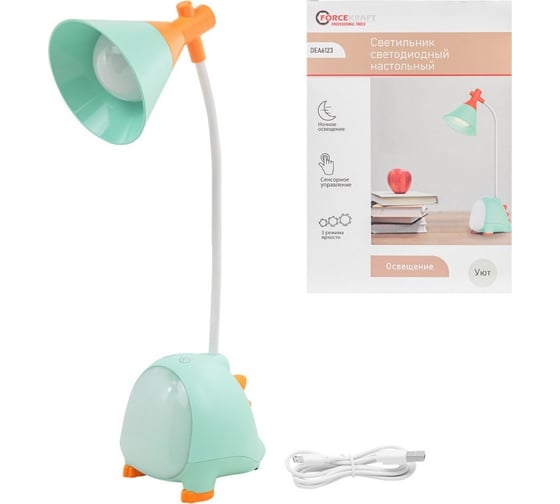 Изображение товара Светодиодный настольный светильник Forcekraft 1200mah (зеленый) FK-DEA6123(54590)