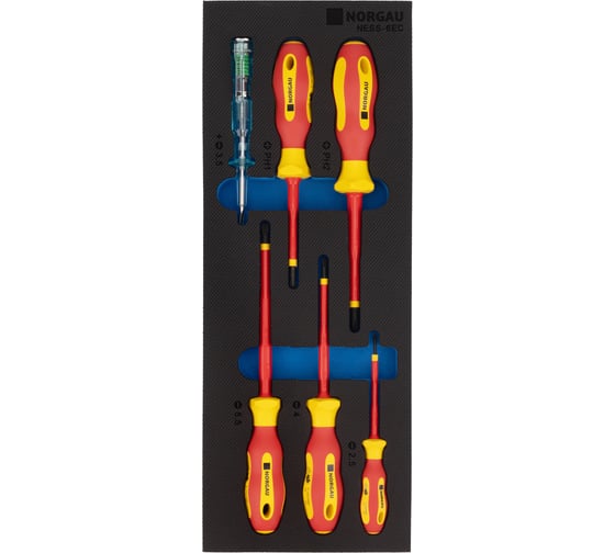 Изображение товара Набор диэлектрических отверток шлицевых и крестовых NORGAU 6 предметов тип NESS-6EC 067111006